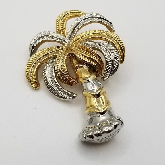 Liz Claiborne Pineapple Brooch Gold Silver Tone Palm Tree Tropical Pin Lot - Picture 9 of 13